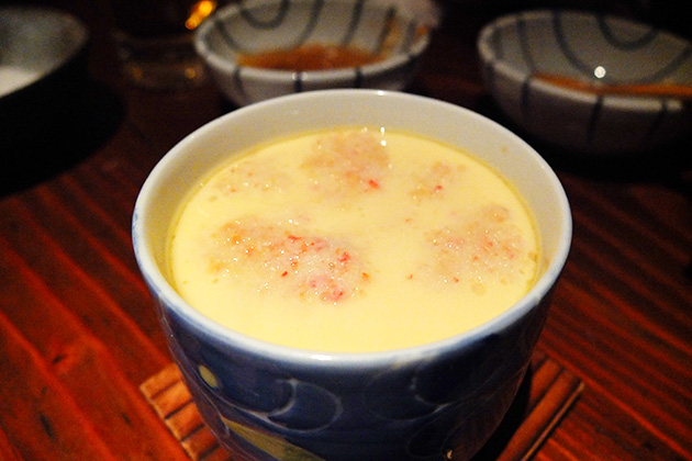 A savory steamed egg custard with assorted ingredients